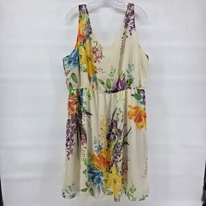 Old Navy Dress XXL Cream‎ Colorful Floral Feminine
